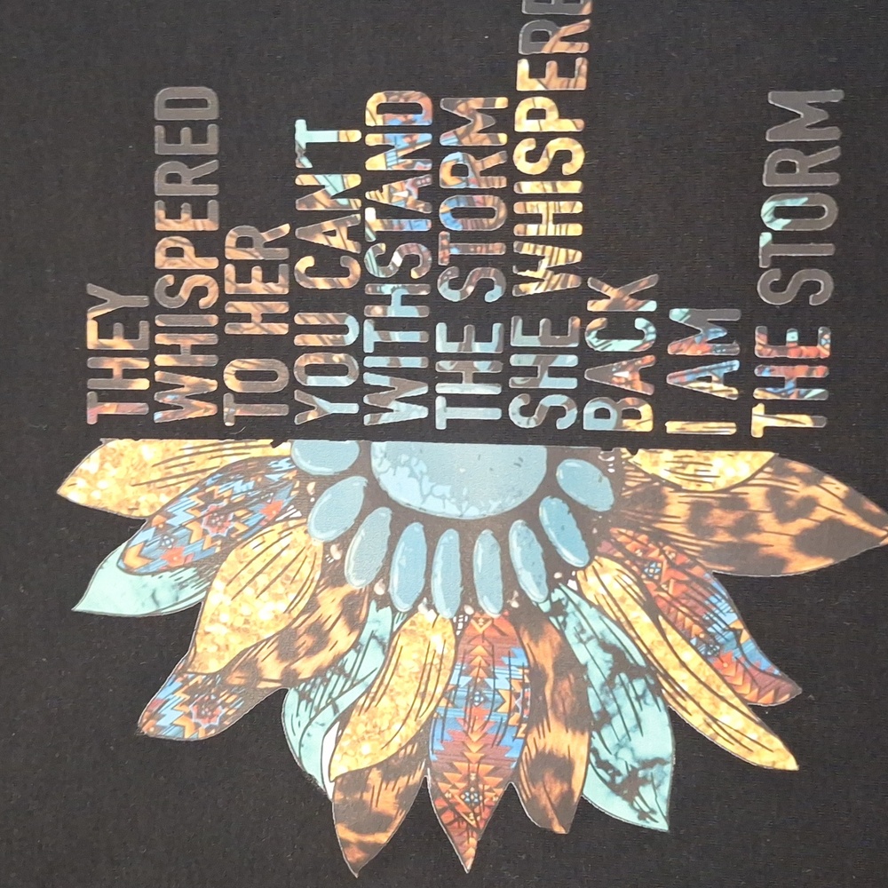 Sunflower Motivational Design on Black Tee